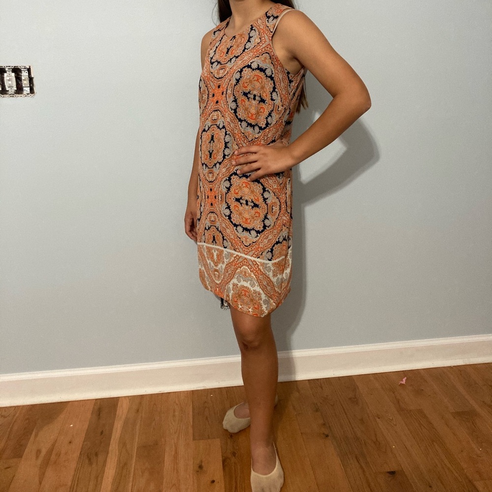 Orange and Blue Flowy Fitting dress